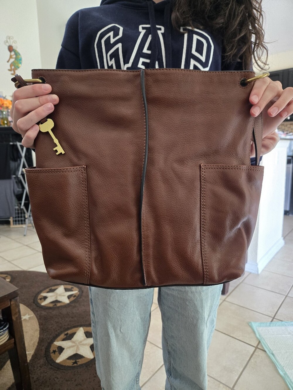 Fossil Lane North South Leather Crossbody